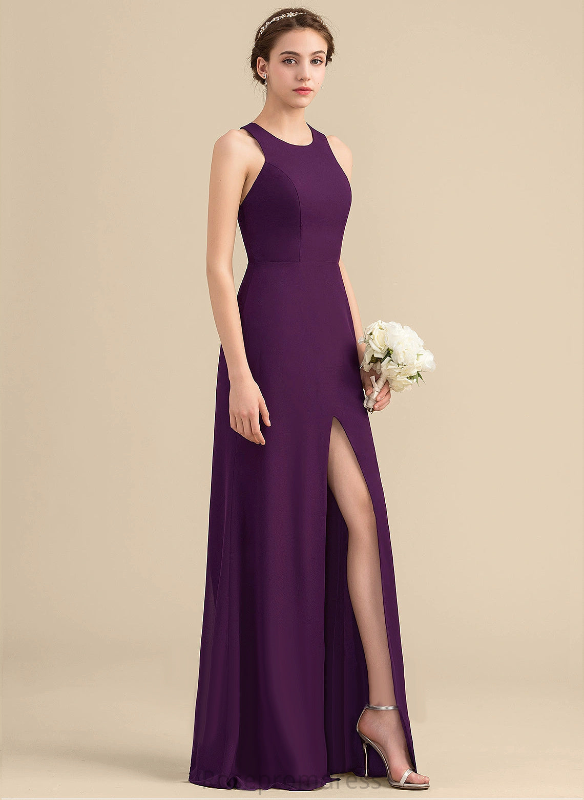 Straps&Sleeves A-line Scoop Length Silhouette Floor-Length Neckline Fabric Natalie Bridesmaid Dresses