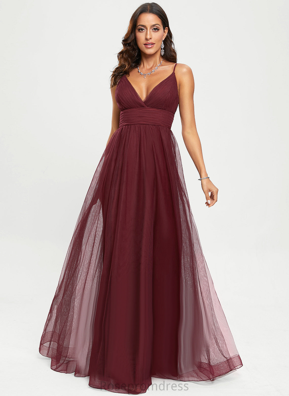 V-neck Prom Dresses Makenna Floor-Length Tulle A-Line