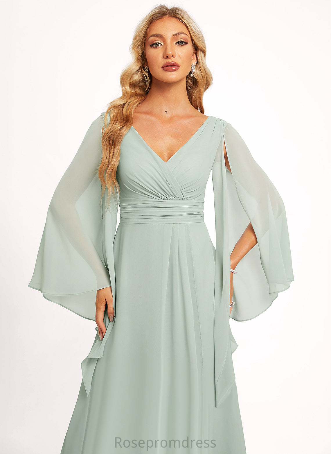 Asymmetrical Neckline Fabric V-Neck Straps&Sleeves Silhouette A-line Length Virginia Empire Waist Floor Length A-Line/Princess Bridesmaid Dresses