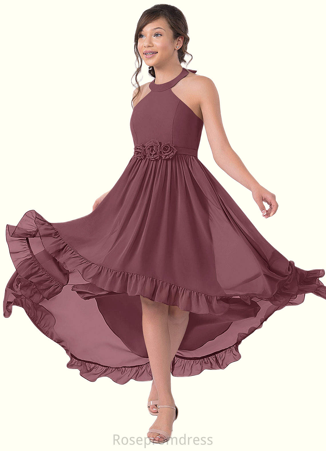 Phoenix A-Line Chiffon Asymmetrical Junior Bridesmaid Dress SRSP0019969