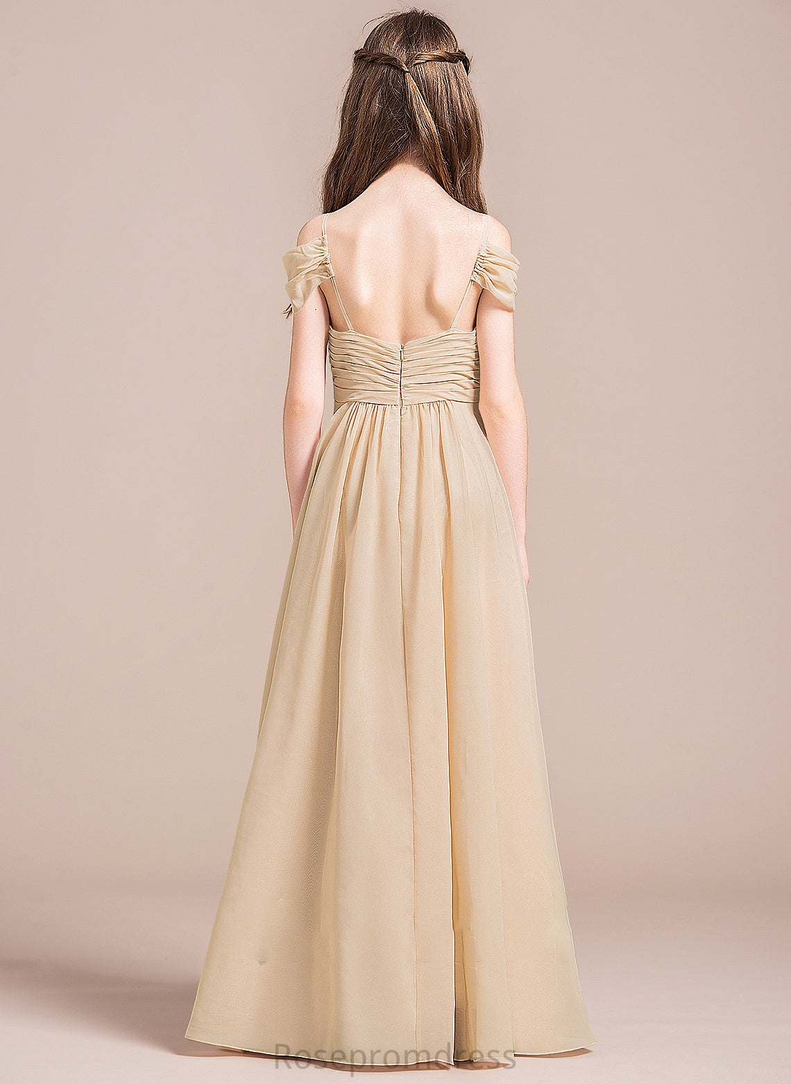 Trinity With Chiffon Junior Bridesmaid Dresses A-Line Floor-Length Off-the-Shoulder Ruffle