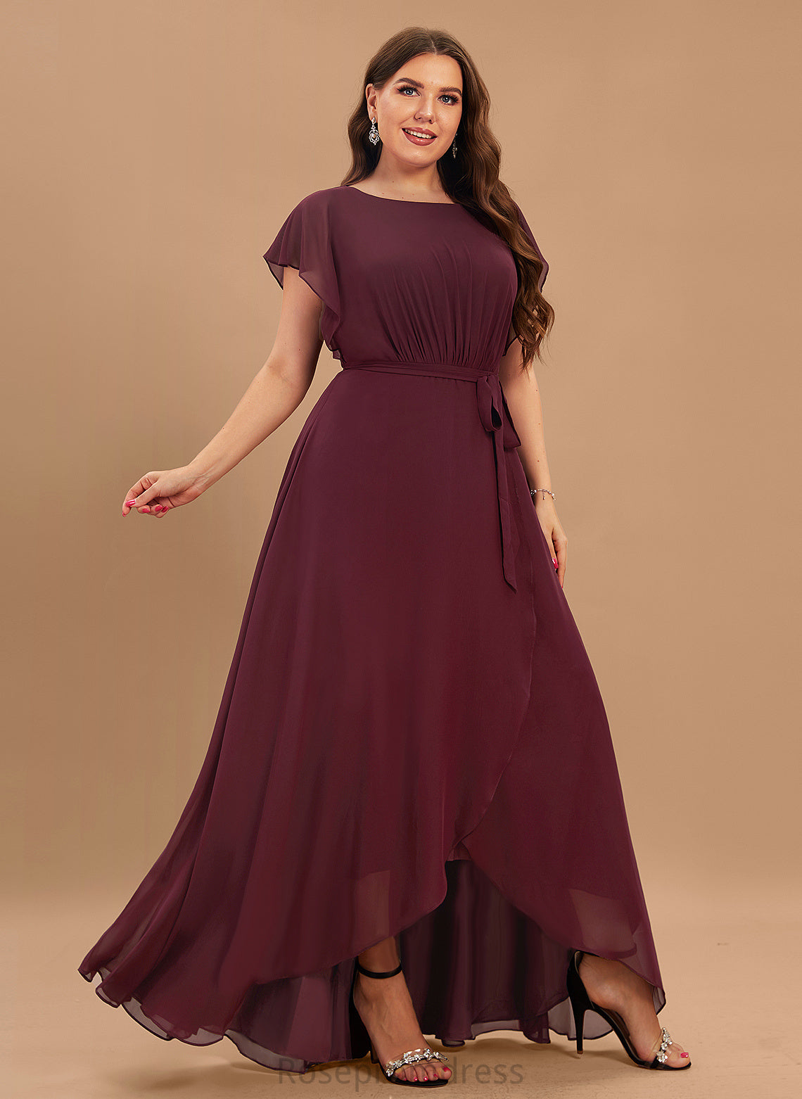 Ruffle Neckline Silhouette ScoopNeck Asymmetrical Fabric Length A-Line Embellishment Gwendolyn Bridesmaid Dresses