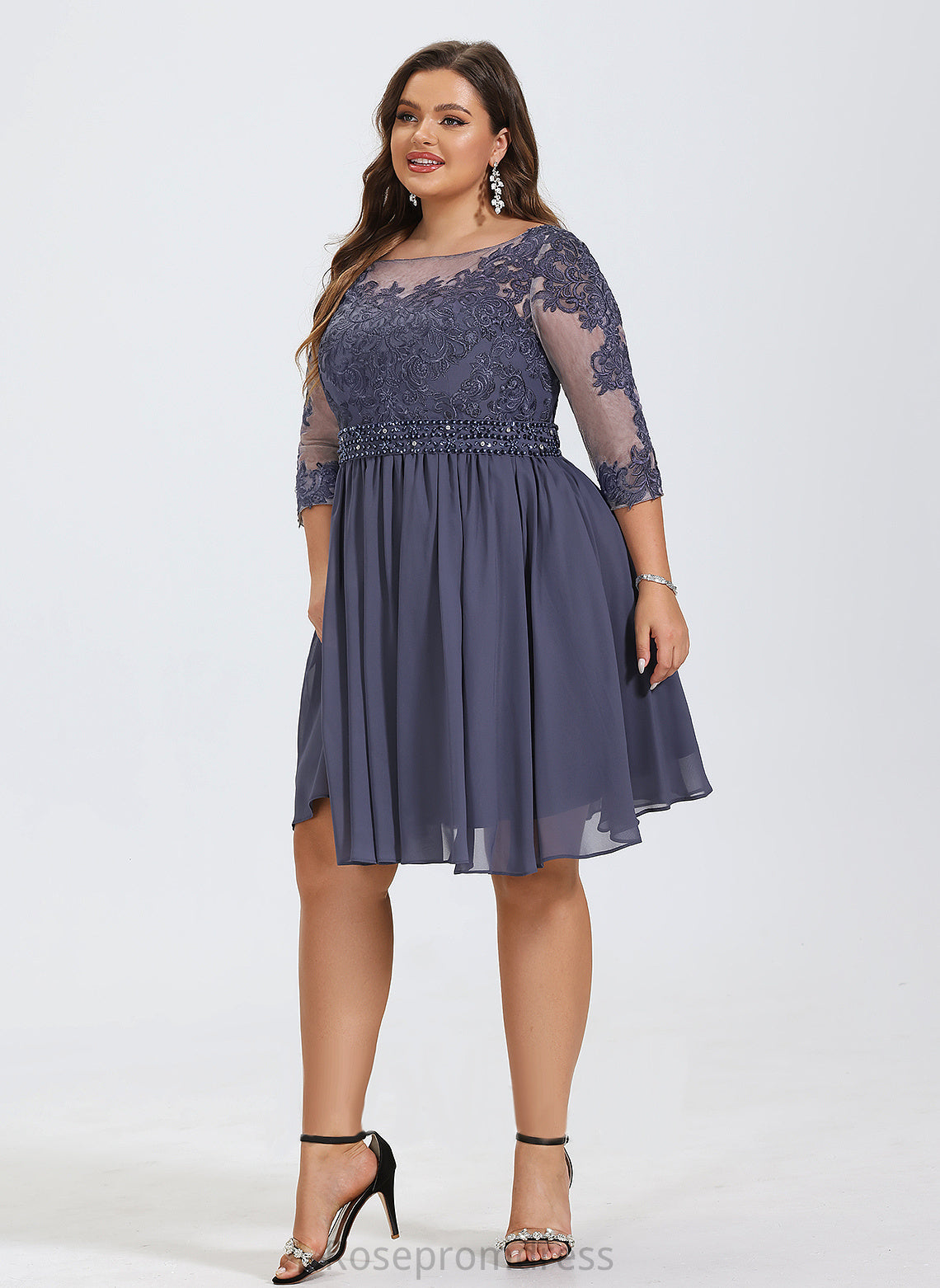 Scoop Dress Lace Madisyn Cocktail Knee-Length Chiffon Beading Cocktail Dresses A-Line Neck With