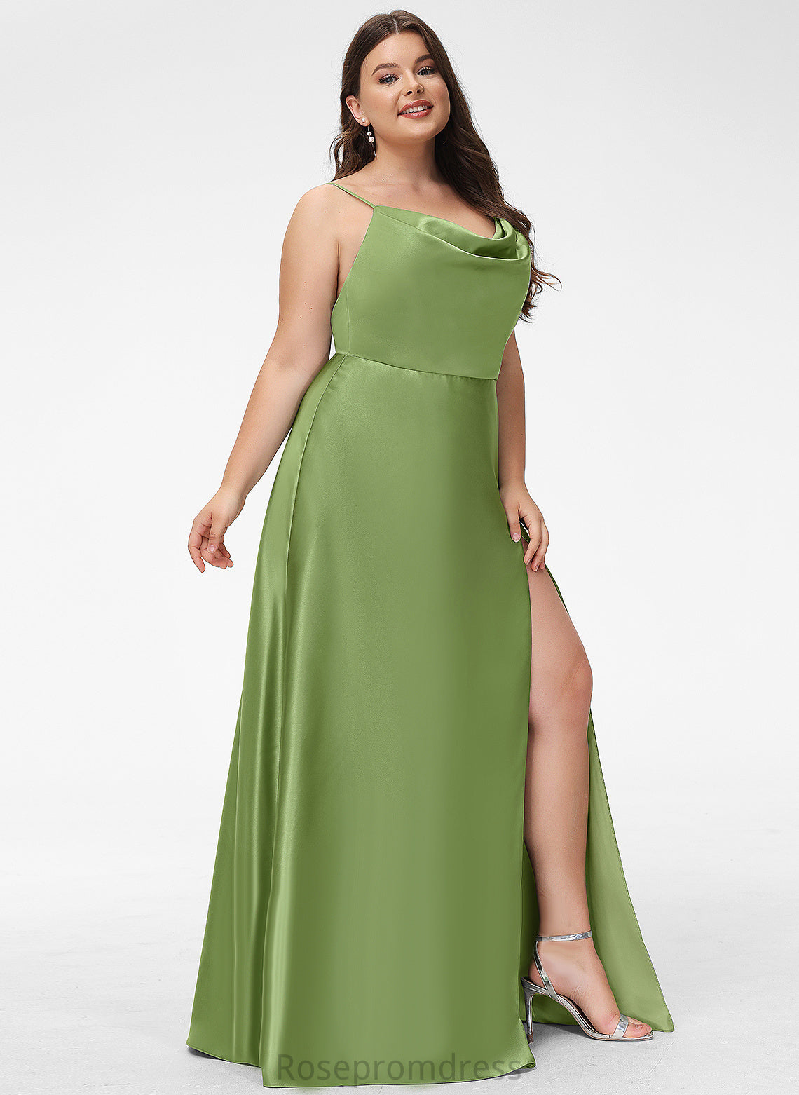 Fabric Neckline Cowl Satin Floor-Length Silhouette Straps&Sleeves A-line Length Zoie Natural Waist Scoop Bridesmaid Dresses