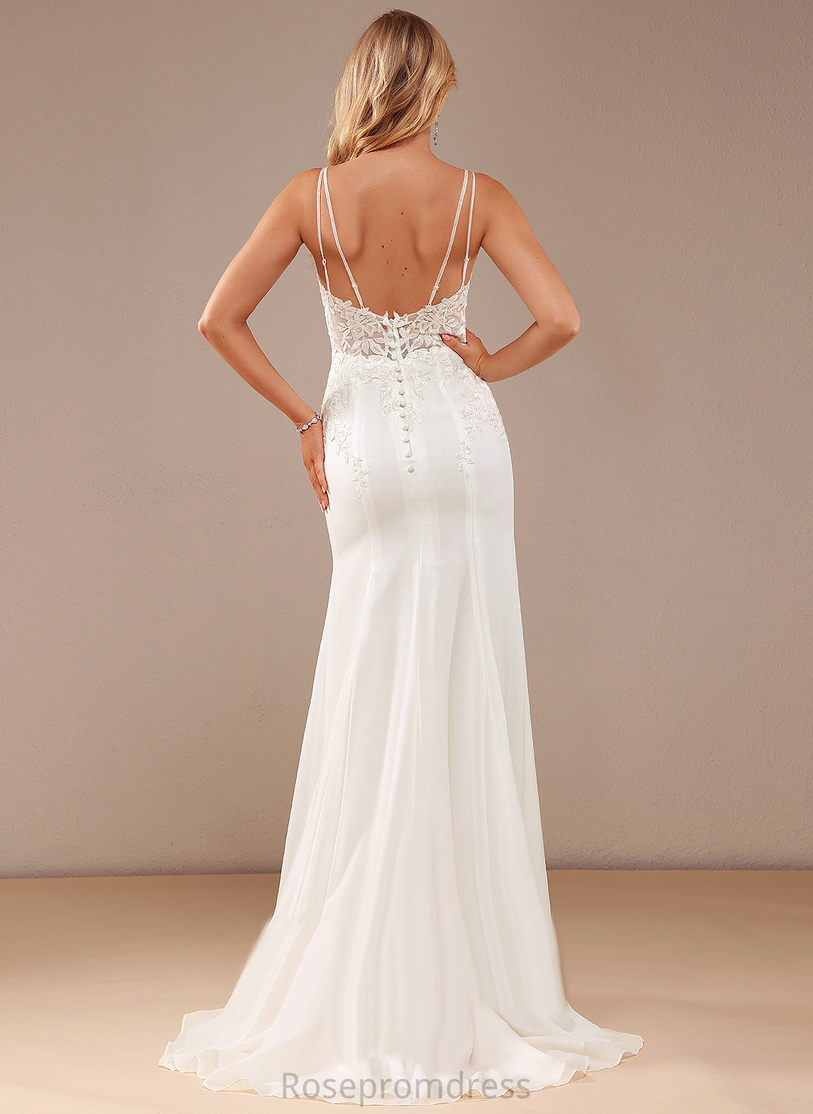 Chiffon Court Leticia V-neck Wedding Wedding Dresses Trumpet/Mermaid Train With Beading Dress Lace