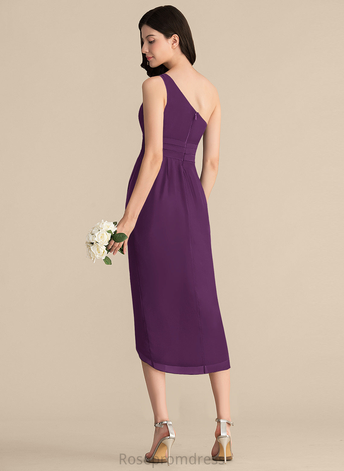 Cocktail Ruffle With Asymmetrical Cocktail Dresses Chiffon Dress One-Shoulder Larissa Sheath/Column