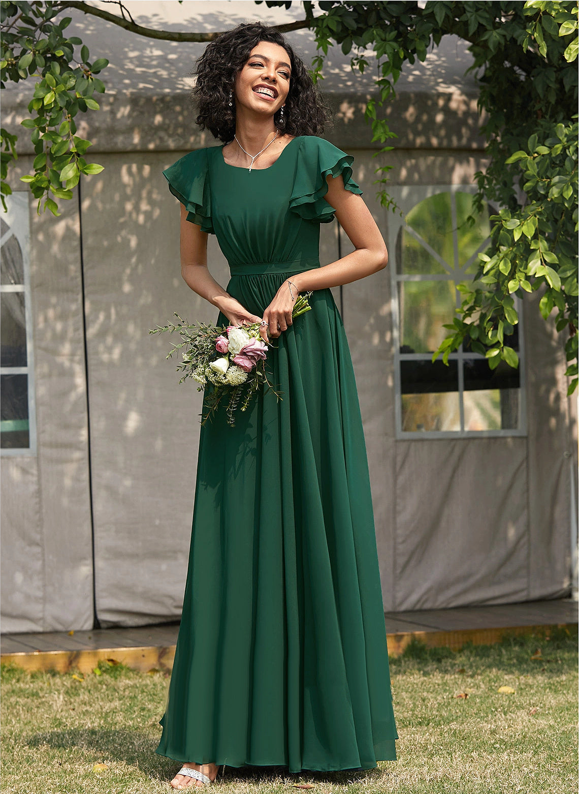 Scoop A-line Neckline Length Floor-Length Straps&Sleeves Silhouette Fabric Katelynn Natural Waist Floor Length Spaghetti Staps Bridesmaid Dresses