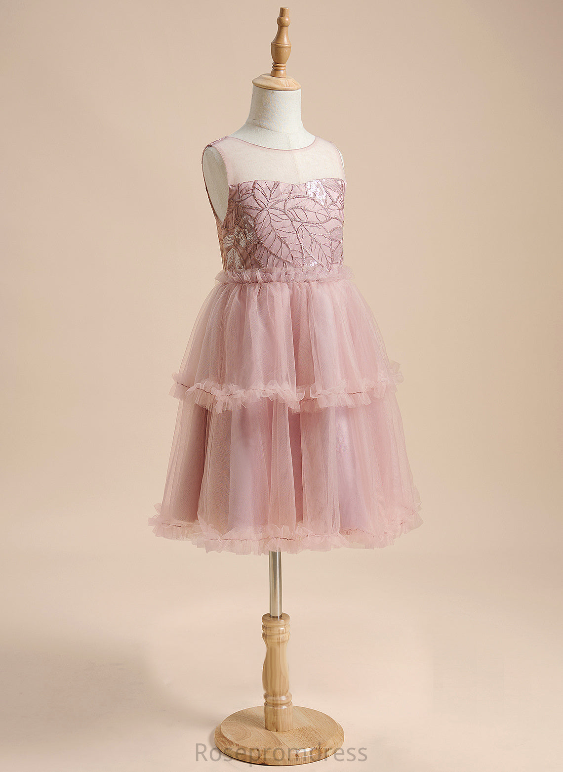 Scoop Knee-length Jan Flower Girl Dresses Girl With Neck Dress Sleeveless Sequins/Pleated/V A-Line - Flower Back Tulle