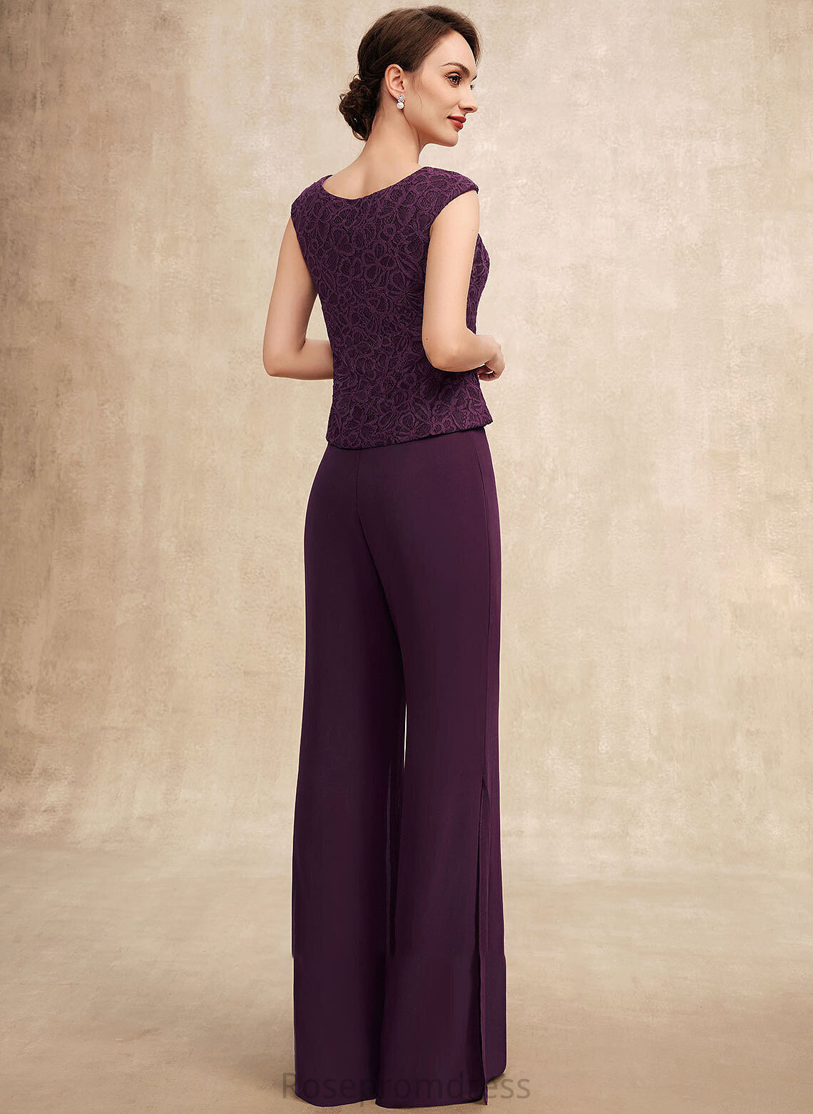 Mother of the Bride Dresses the Bride Lace of Mother Scoop Dress Neck Floor-Length Chiffon Maud Jumpsuit/Pantsuit