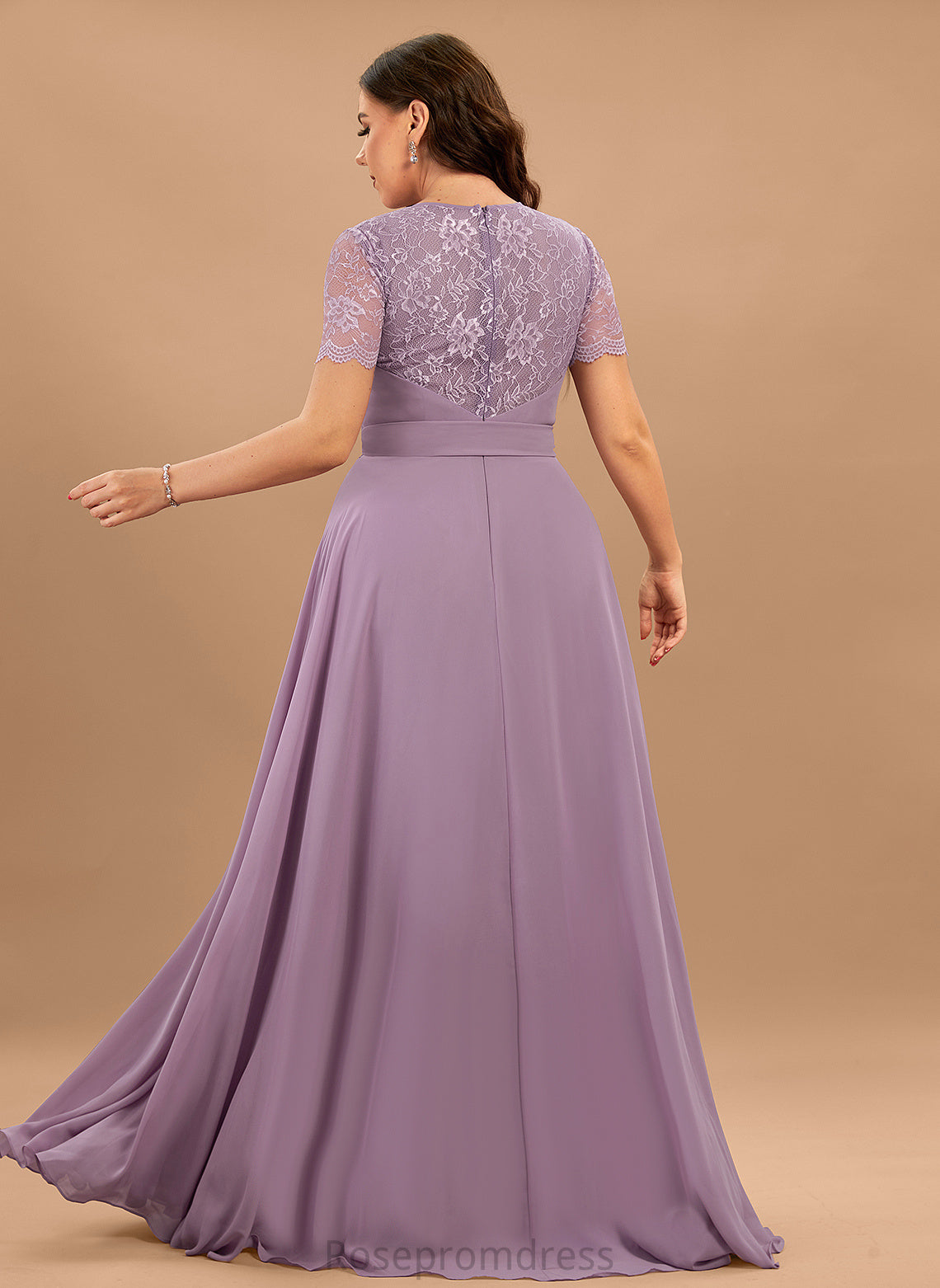 Lace Scoop A-line Straps&Sleeves Fabric Neckline Floor-Length Length Silhouette Kaylie Bridesmaid Dresses