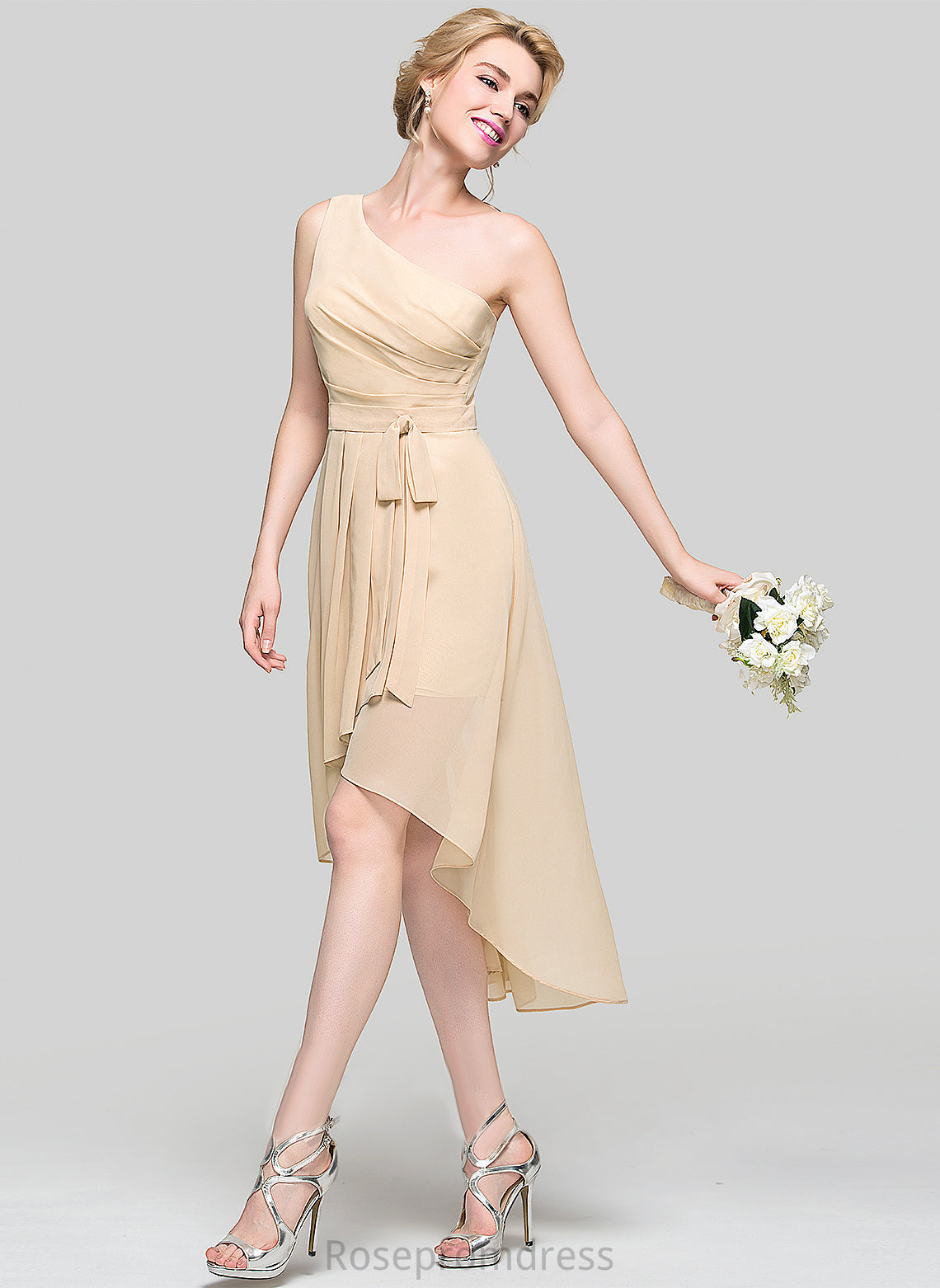 A-line Embellishment Asymmetrical Silhouette OneShoulder Neckline Length Fabric Susie A-Line/Princess Sleeveless Floor Length Bridesmaid Dresses