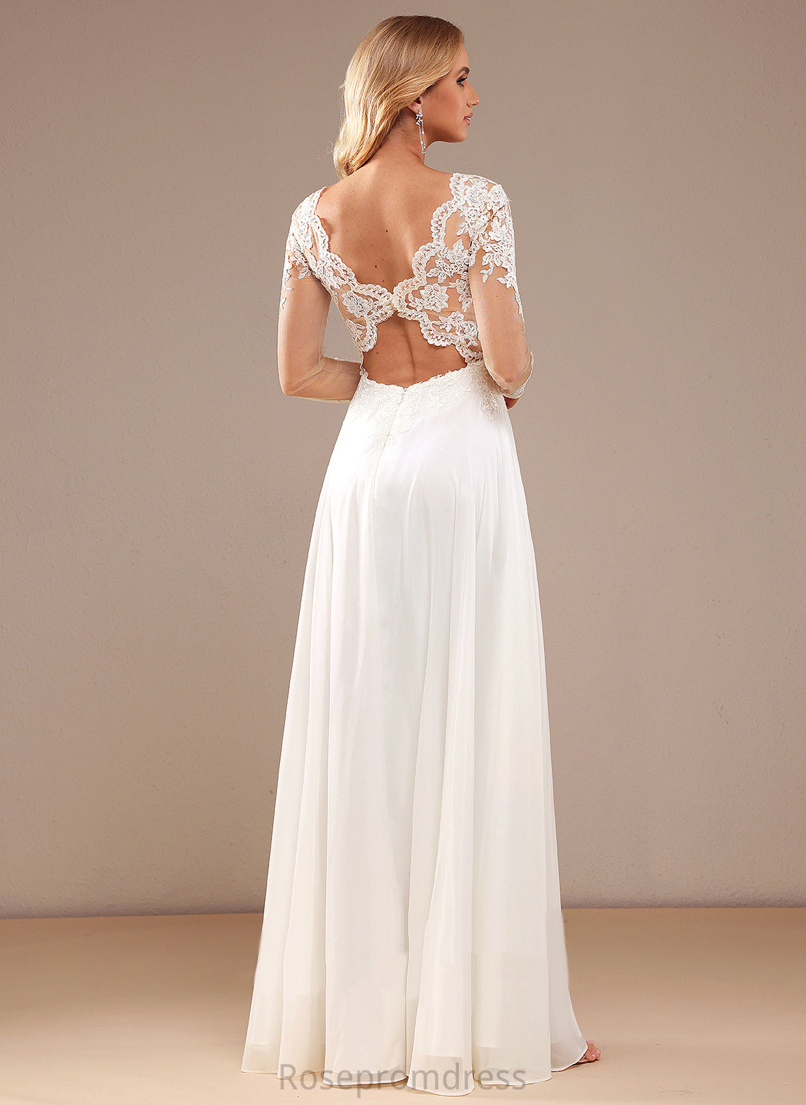 With V-neck Wedding A-Line Chiffon Wedding Dresses Dress Lace Floor-Length Sequins Isla