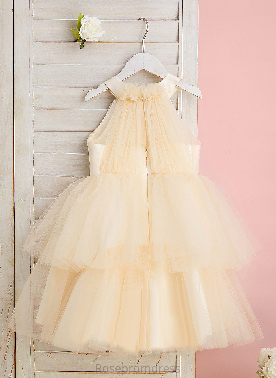 Dress Sleeveless High Tulle Mareli - Ball-Gown/Princess Flower Girl Dresses Neck Knee-length Rhinestone Flower With Girl