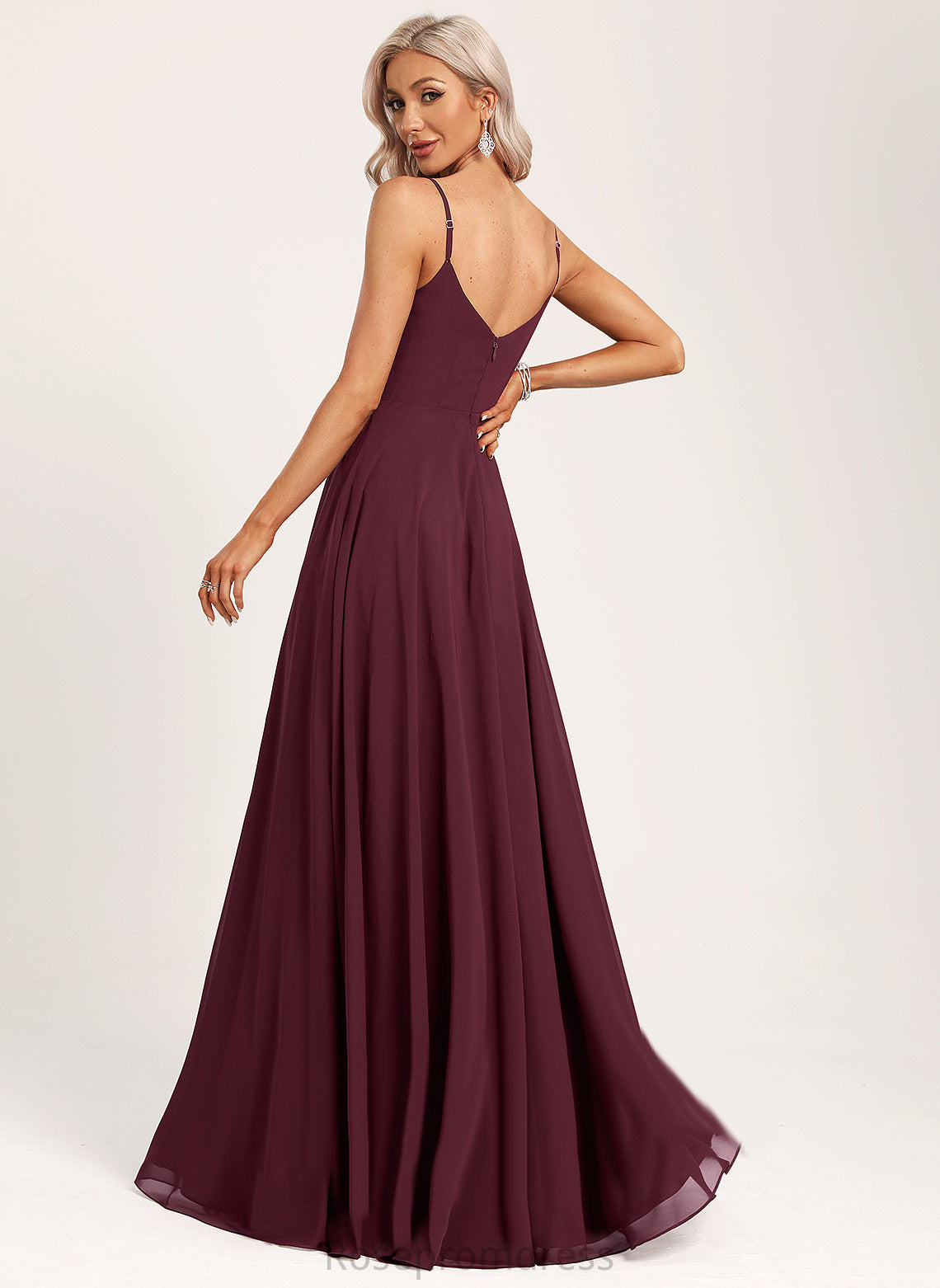 Floor-Length Fabric Length Straps&Sleeves V-neck Silhouette Neckline A-Line Liz V-Neck Floor Length A-Line/Princess Bridesmaid Dresses