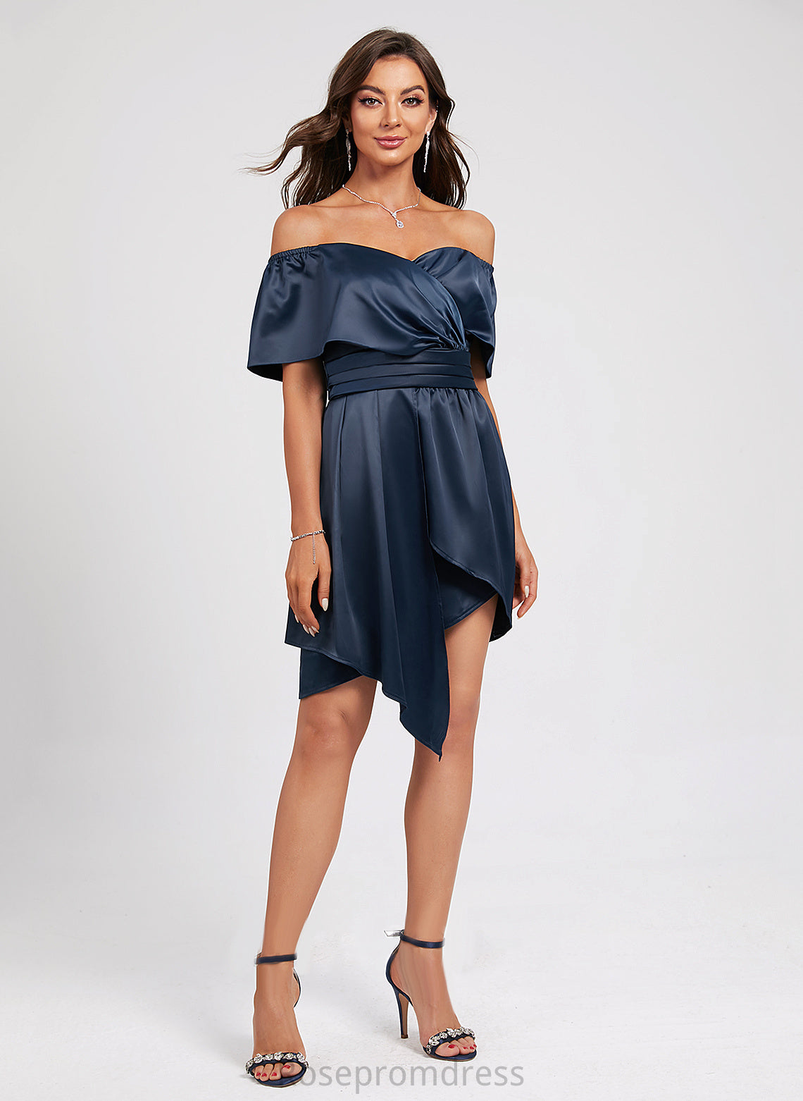 Off-the-Shoulder Asymmetrical Shania Dress Homecoming Pleated Homecoming Dresses Sheath/Column With