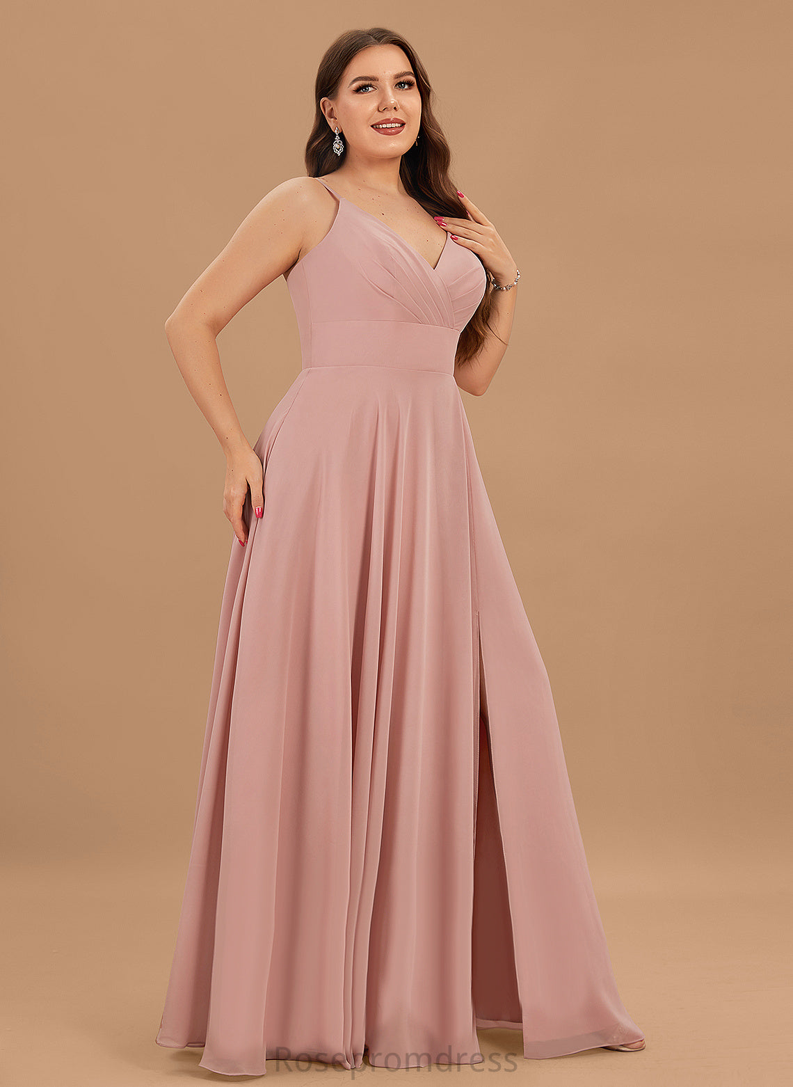 A-Line V-neck Chiffon Ruffle With Prom Dresses Vera Floor-Length