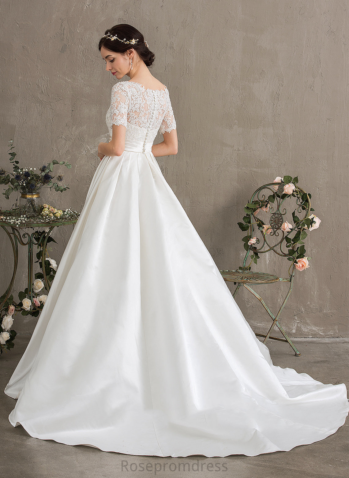 With Satin Wedding Dresses Chaya Dress Lace Sequins Pockets Beading Ball-Gown/Princess Train Court Wedding