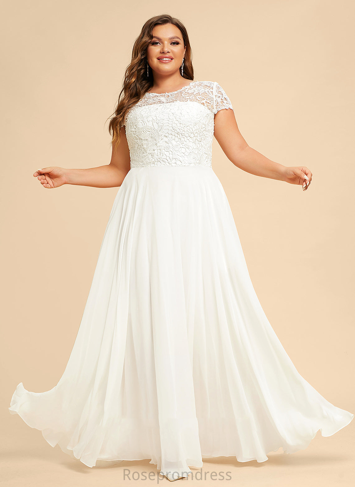 Lilianna Scoop Chiffon A-Line Dress Lace Floor-Length Wedding Wedding Dresses