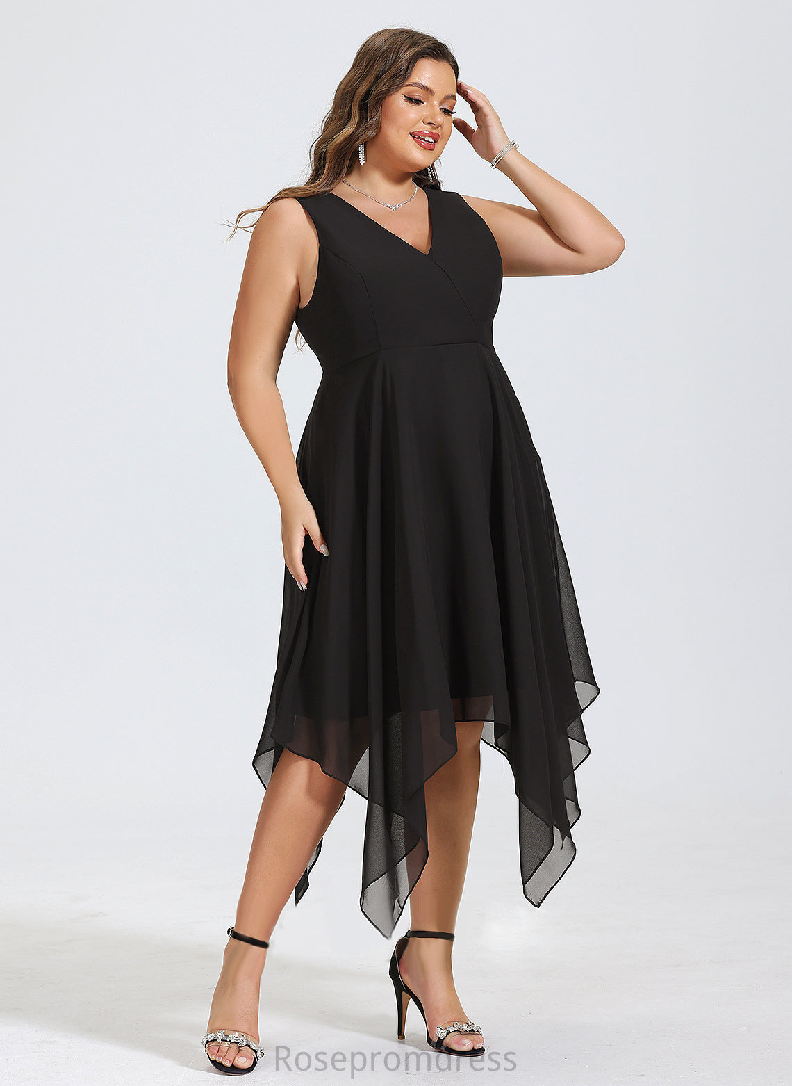 Dress V-neck Asymmetrical Chiffon A-Line Cocktail Dresses Bianca Cocktail