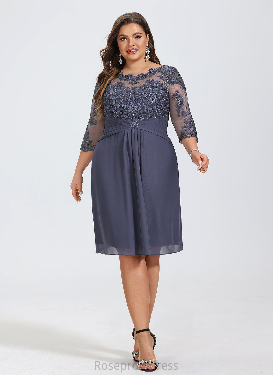 Scoop Chiffon Neck Cocktail Dress Cocktail Dresses Jimena Lace Knee-Length Sheath/Column