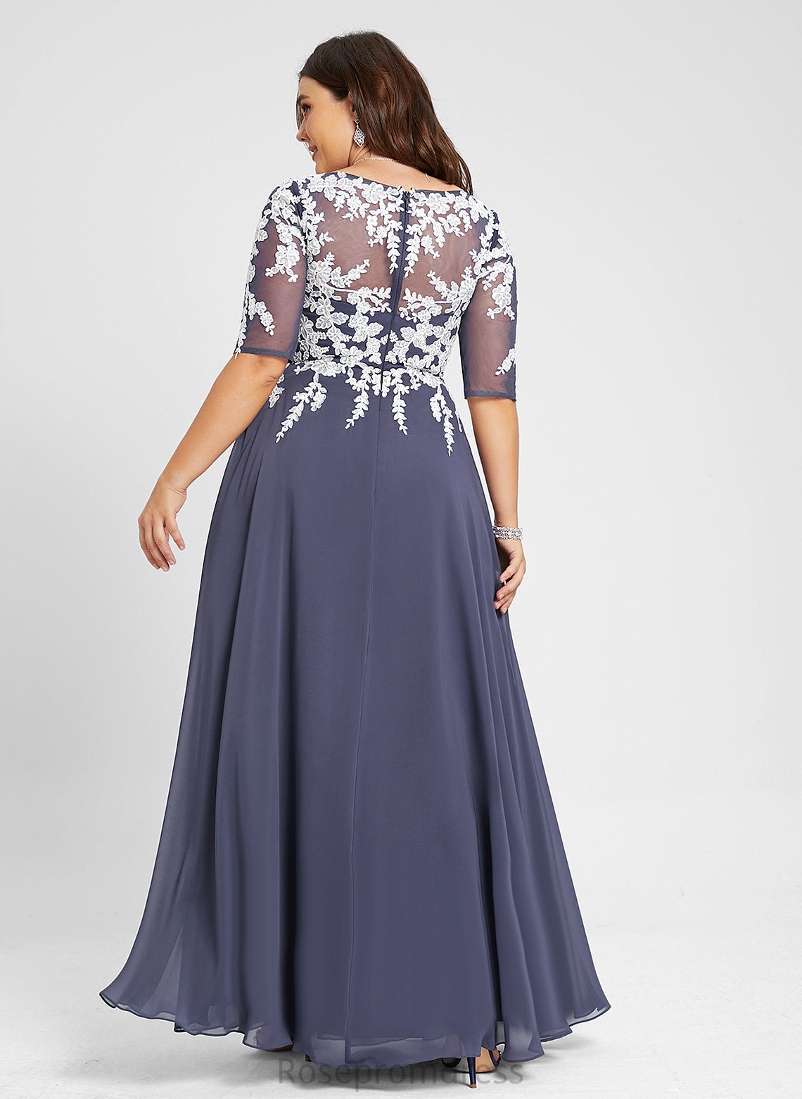 Lydia Prom Dresses V-neck Lace Floor-Length A-Line Chiffon