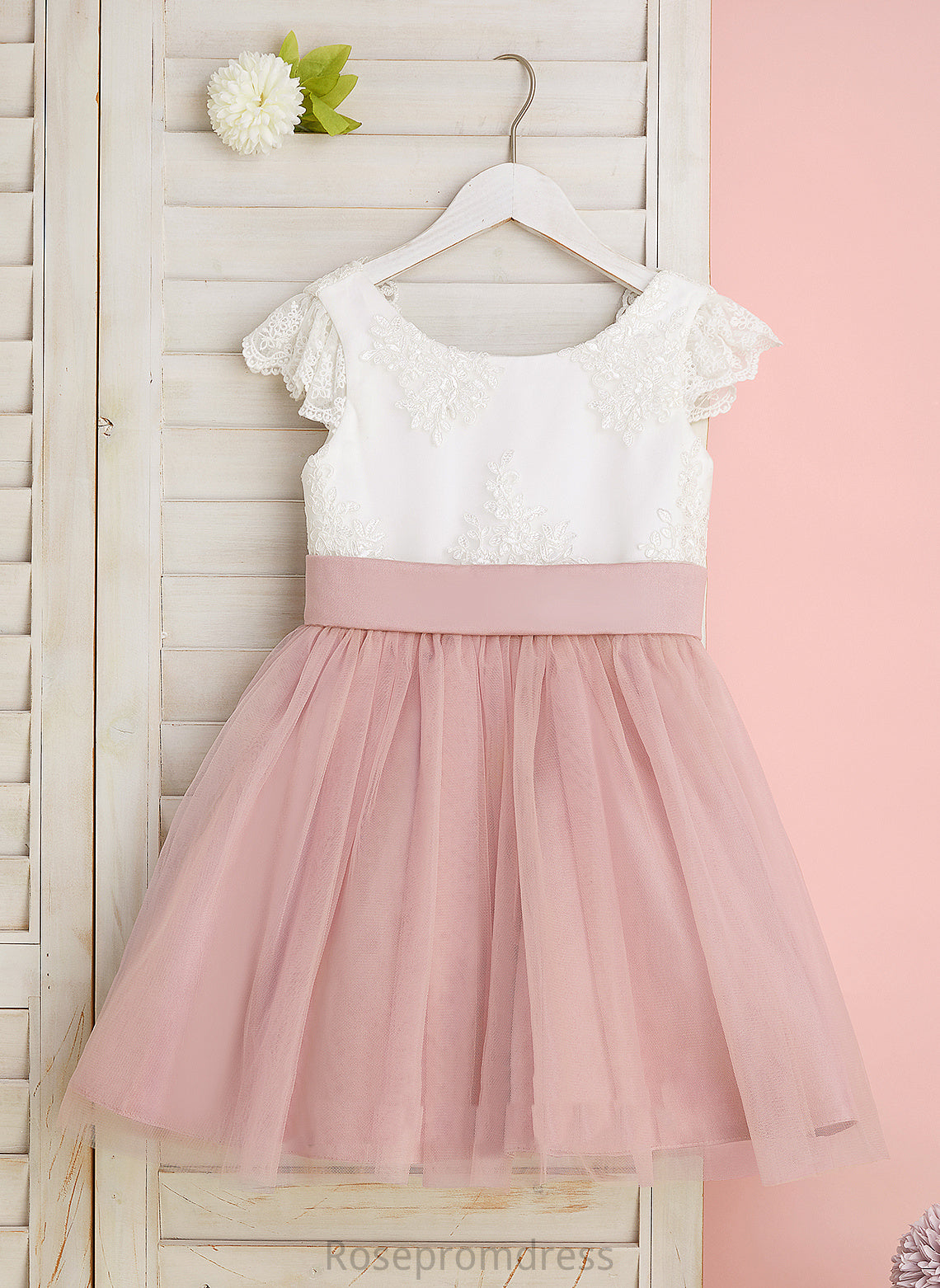 Girl Knee-length Lace/Bow(s) Short Scoop Flower Girl Dresses Flower Tulle - Neck With Sleeves Dress A-Line Micah