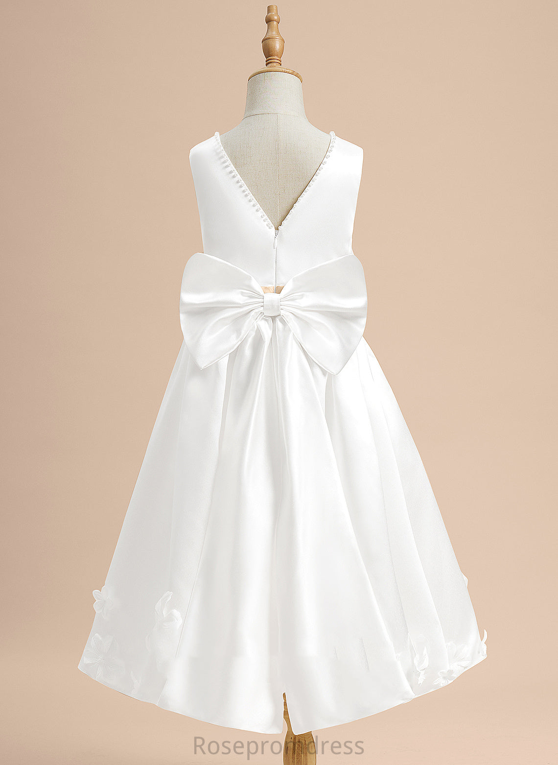 Girl Dress Flower Girl Dresses - Sleeveless Deborah A-Line With Satin Sash/Beading/Flower(s)/Bow(s) Scoop Neck Flower Tea-length