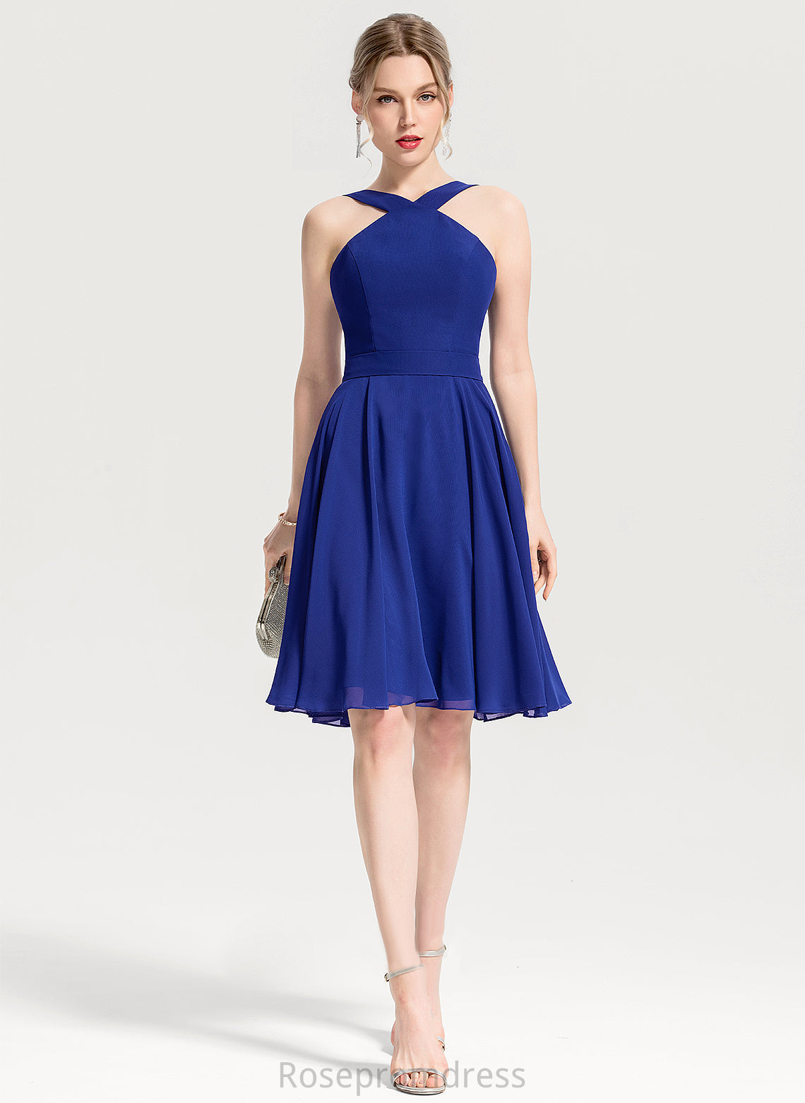 Dress Cocktail Knee-Length A-Line Allie Chiffon V-neck Cocktail Dresses