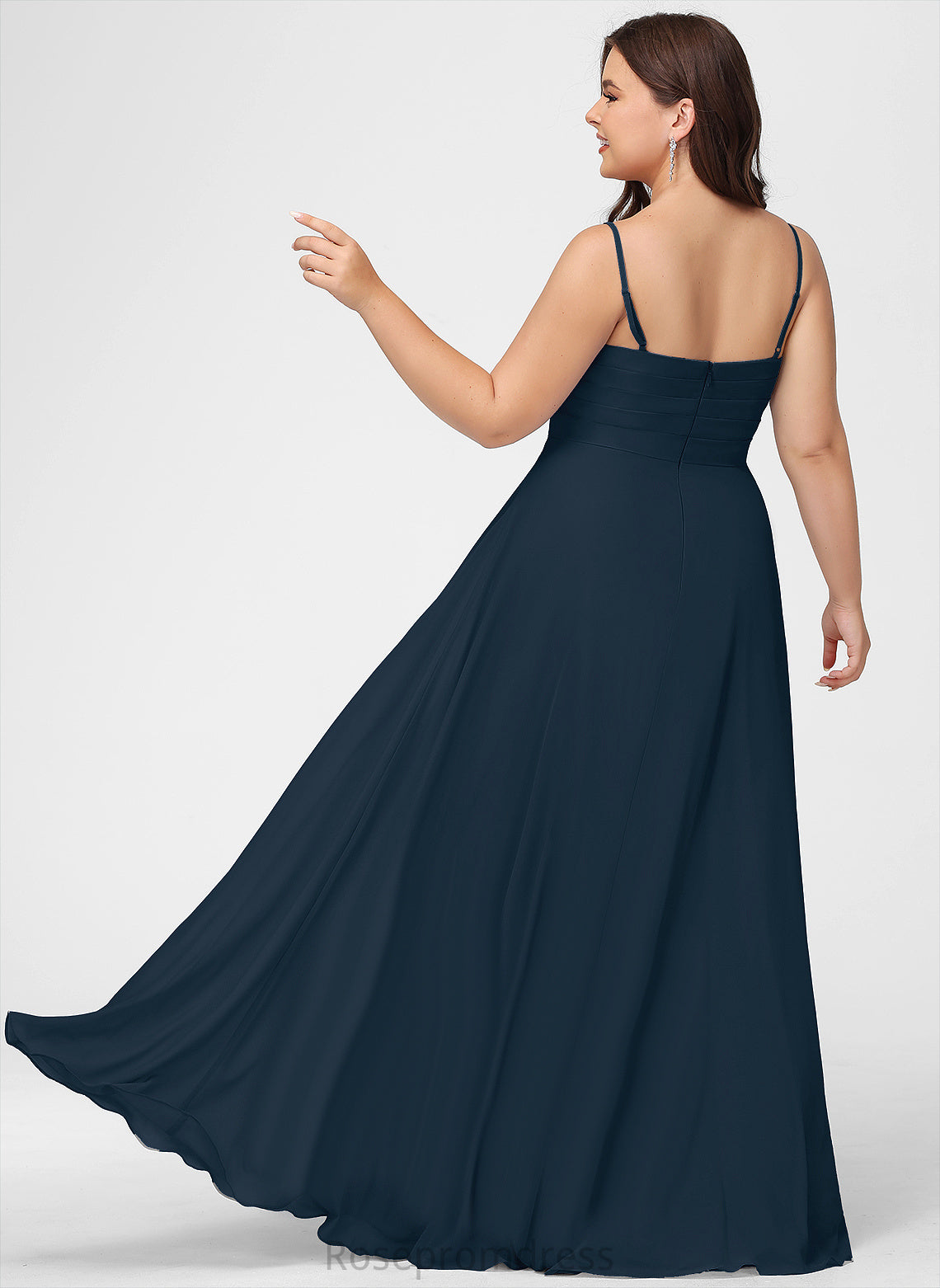 Floor-Length A-Line Lizeth Pleated Chiffon With V-neck Prom Dresses