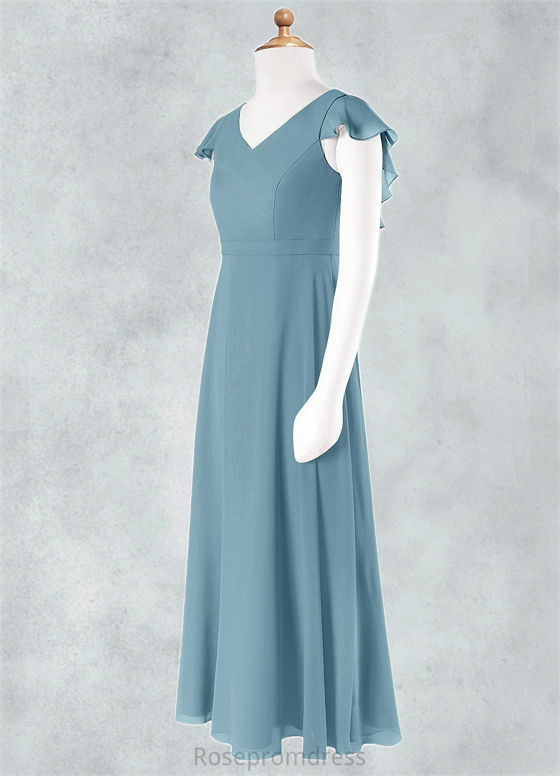 Amiah A-Line Ruched Chiffon Floor-Length Junior Bridesmaid Dress SRSP0020005