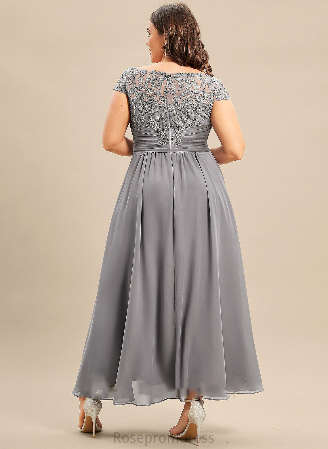 the Bride Scoop A-Line of Asymmetrical Mother of the Bride Dresses Dress Lace Mother Neck Chiffon Saige