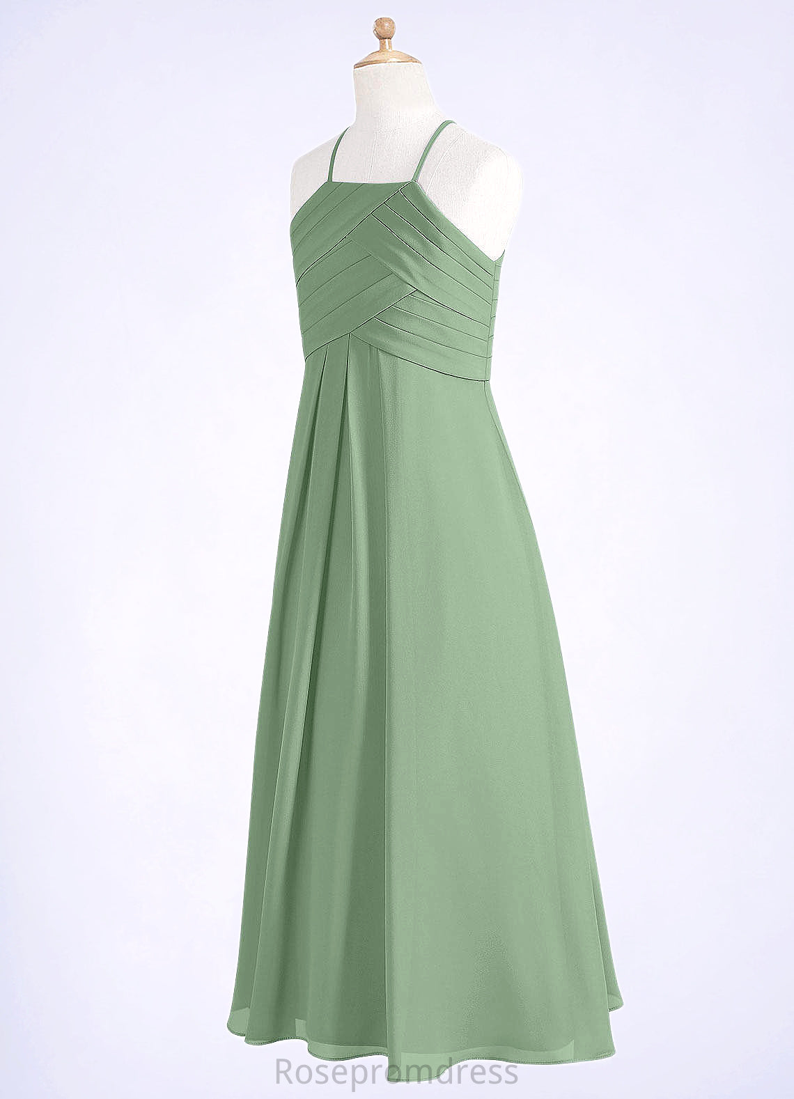 Florence A-Line Pleated Chiffon Floor-Length Junior Bridesmaid Dress SRSP0019989