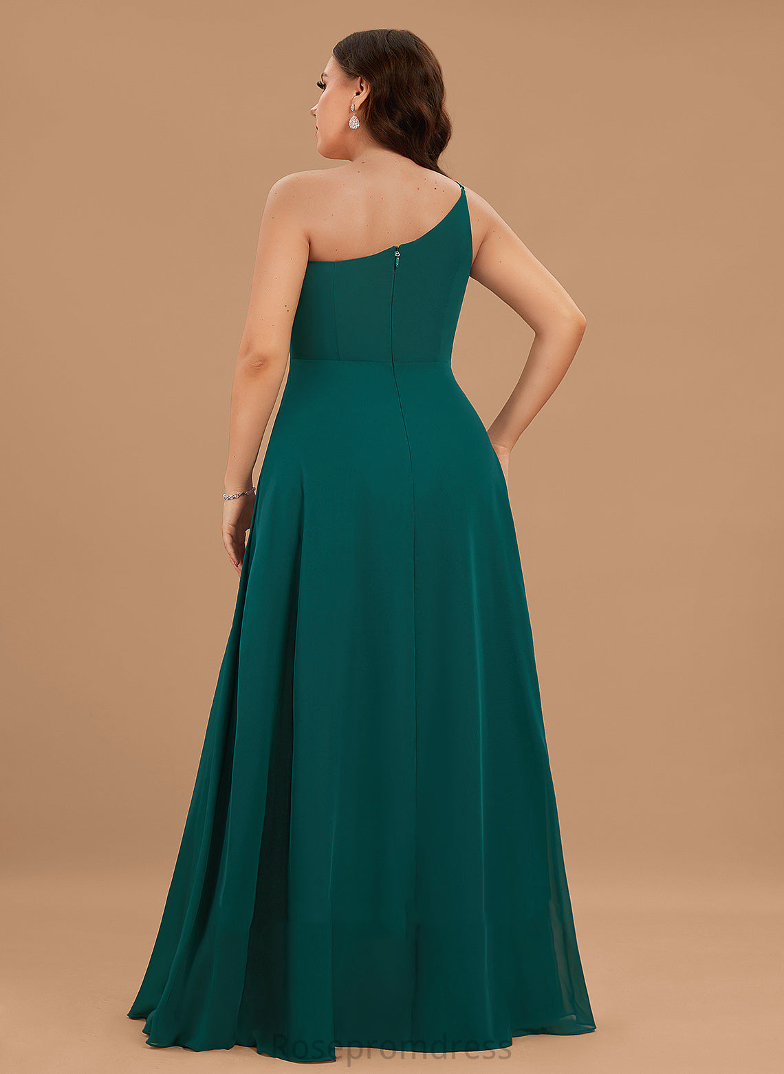 Neckline SplitFront Embellishment One-Shoulder Length A-Line Fabric Silhouette Floor-Length Pockets Amina Bridesmaid Dresses