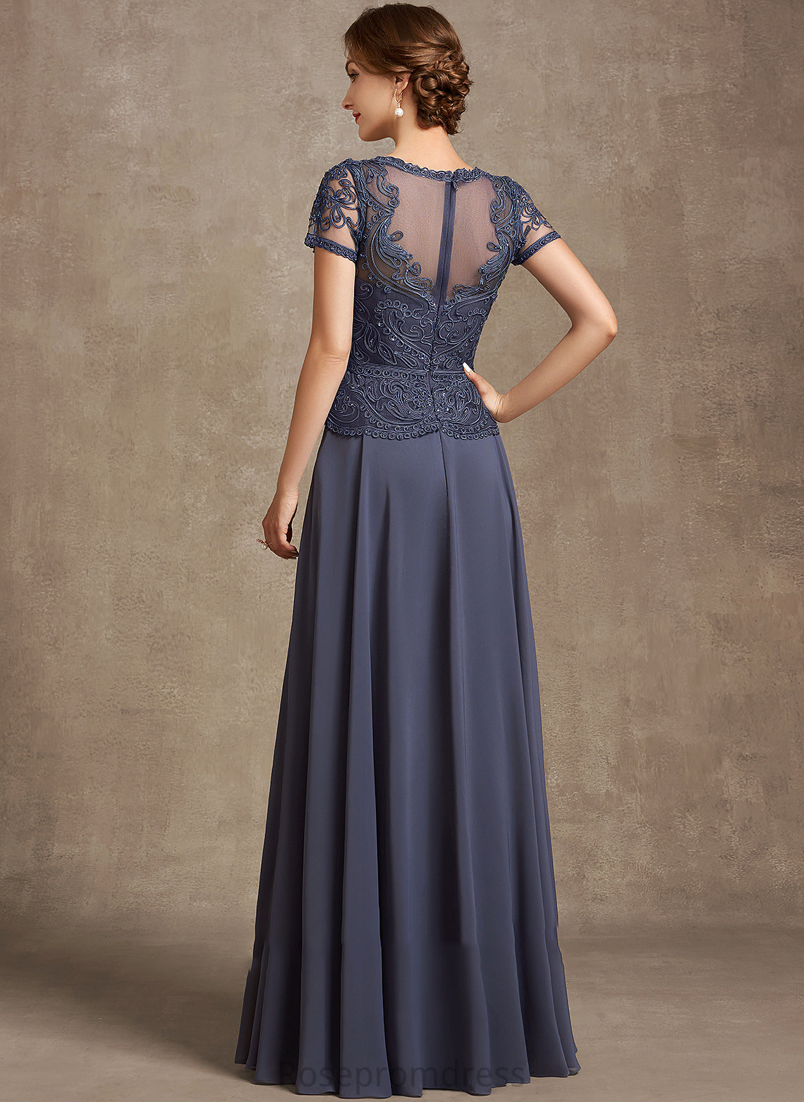 Dress Taryn Lace A-Line Chiffon Mother of the Bride Dresses Sequins V-neck Mother With the Floor-Length of Bride