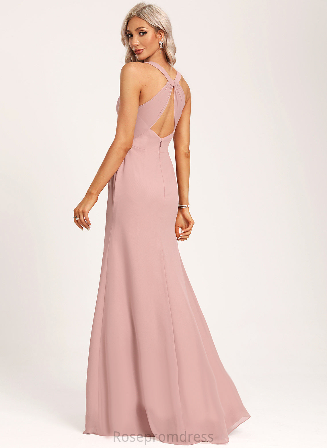 Length V-neck Embellishment A-Line Silhouette Ruffle Floor-Length Neckline Fabric Elle Bridesmaid Dresses