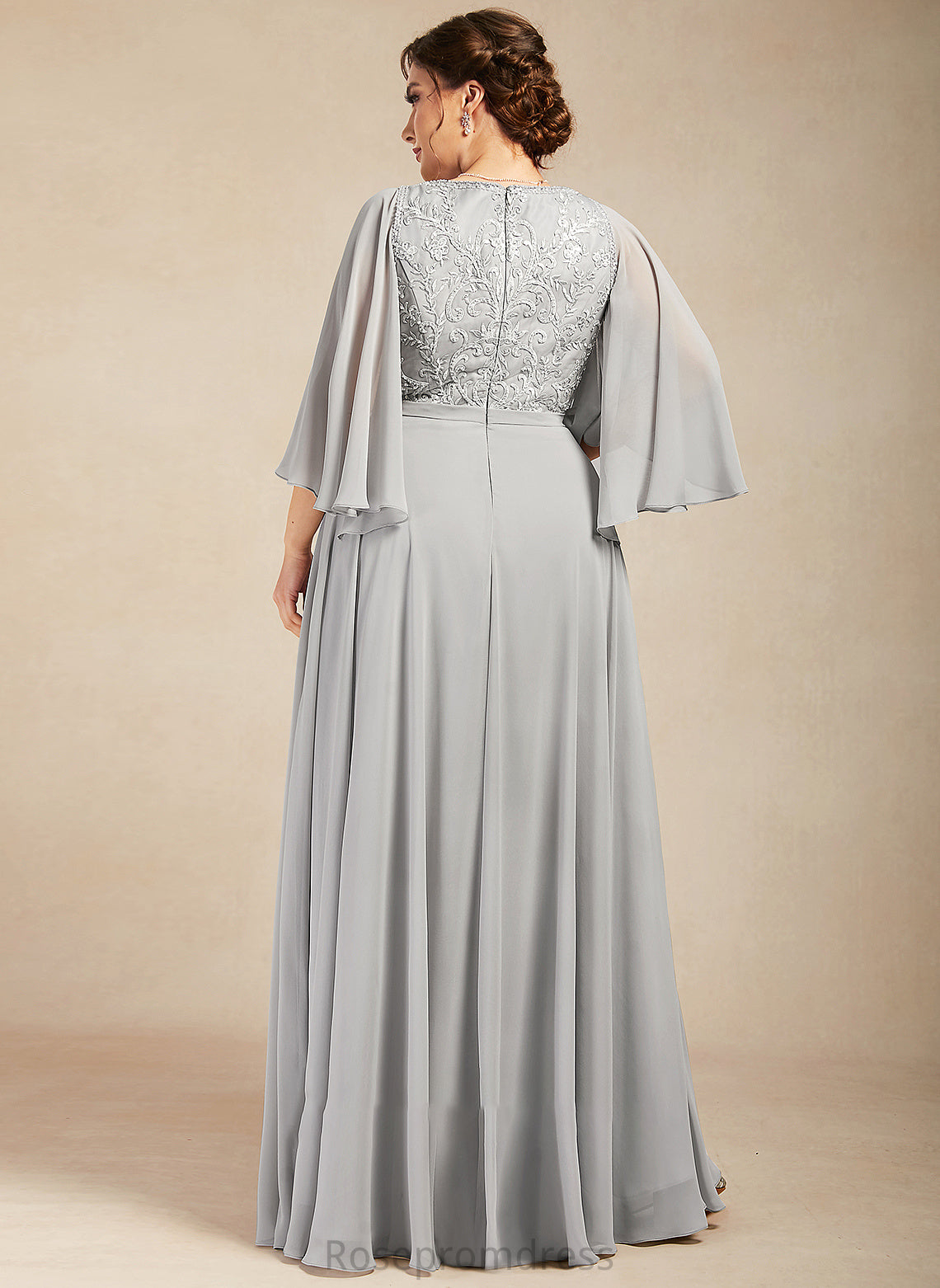 A-Line Viola Sequins Chiffon Mother Mother of the Bride Dresses of Dress Lace Floor-Length With V-neck the Beading Bride