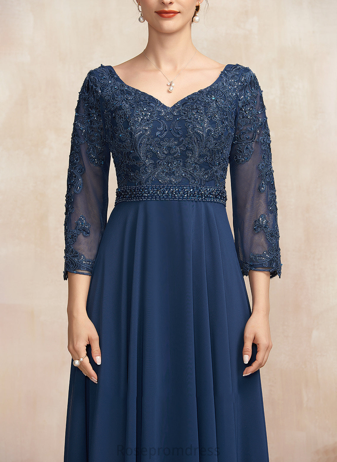 Lace Chiffon Bride V-neck Sequins Dress the Beading With Mother Floor-Length Mother of the Bride Dresses of A-Line Marlee