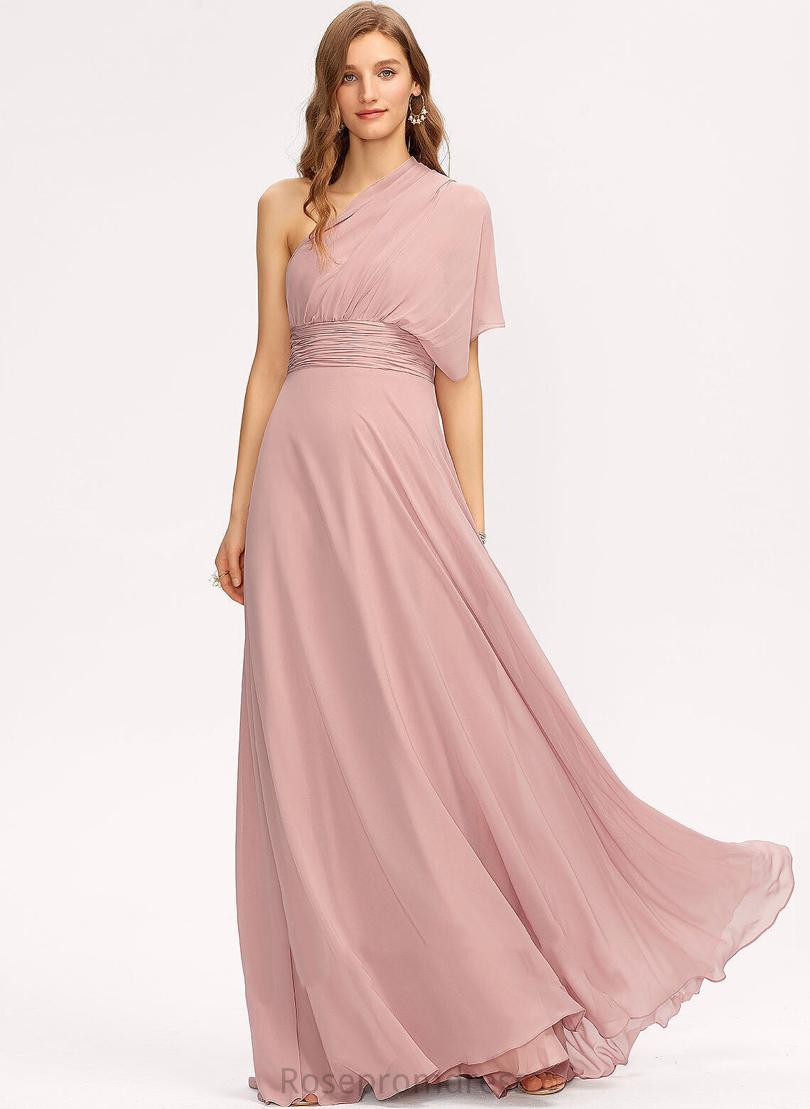 Halter Dresses Formal Dresses Chiffon Shoulder One A-line V-Neck Kaitlynn