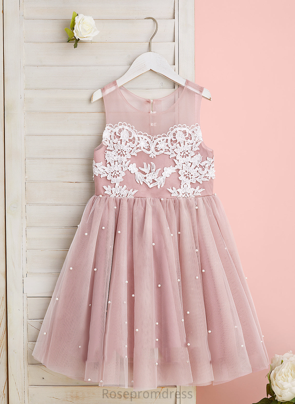 Flower Girl Dresses Girl Sleeveless Scoop - Dress Armani With Neck Tulle A-Line Lace/Beading Flower Knee-length