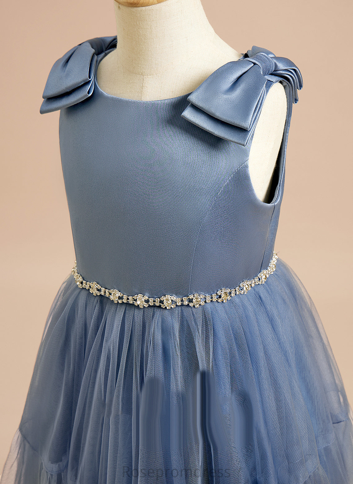 Knee-length Ciara Sleeveless Girl A-Line Flower Flower Girl Dresses With Satin/Tulle - Neck Beading/Bow(s) Scoop Dress