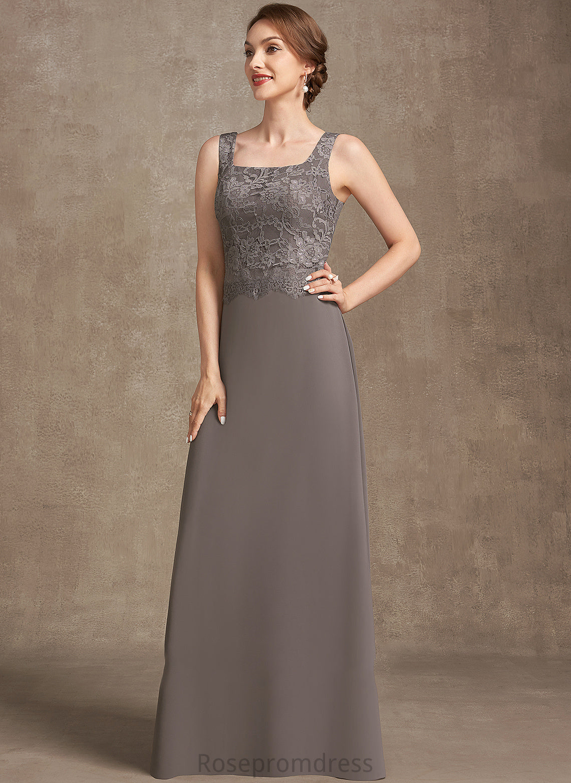 of Neckline Bride Mother Chiffon Mother of the Bride Dresses the Lace Dress Square Floor-Length A-Line Valeria