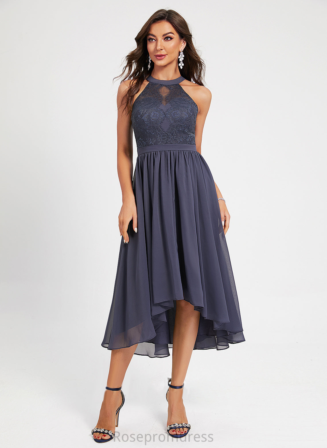 A-Line Dress Asymmetrical Cocktail Dresses Chiffon Jacquelyn Scoop Cocktail Neck