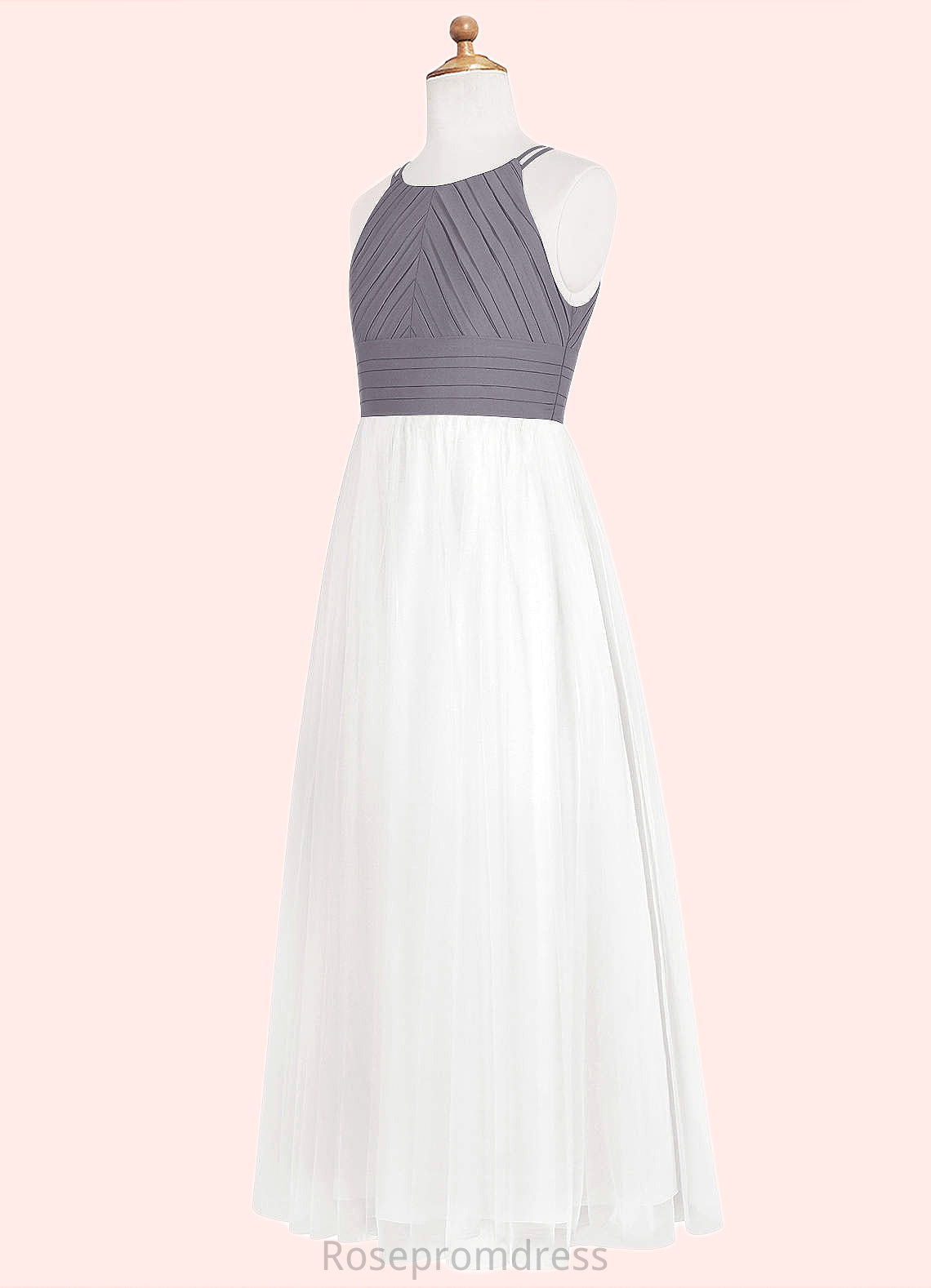 Riley A-Line Pleated Chiffon Floor-Length Junior Bridesmaid Dress SRSP0020008