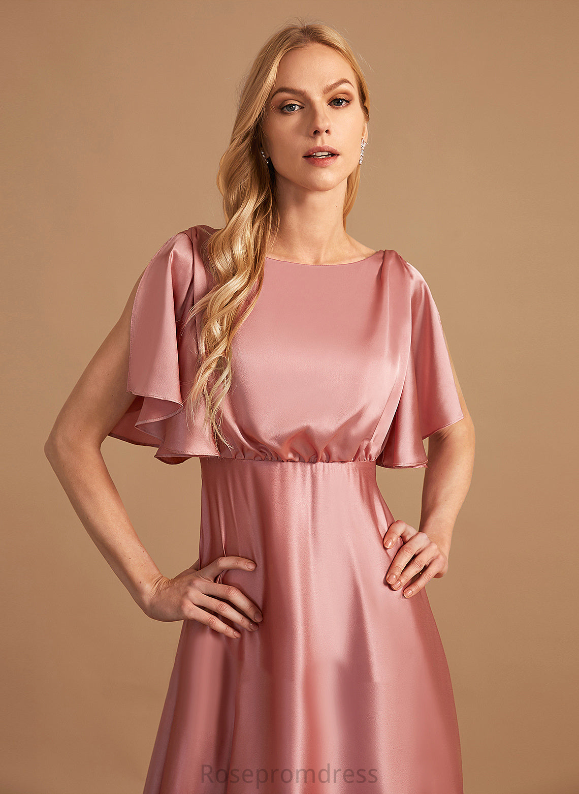 Neckline A-Line HighNeck Silhouette Asymmetrical Fabric Straps Satin Length Giuliana Bridesmaid Dresses