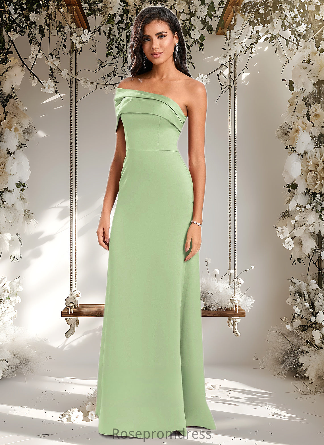 Cameron A-line Asymmetrical Off the Shoulder Floor-Length Satin Prom Dresses DSP0025884