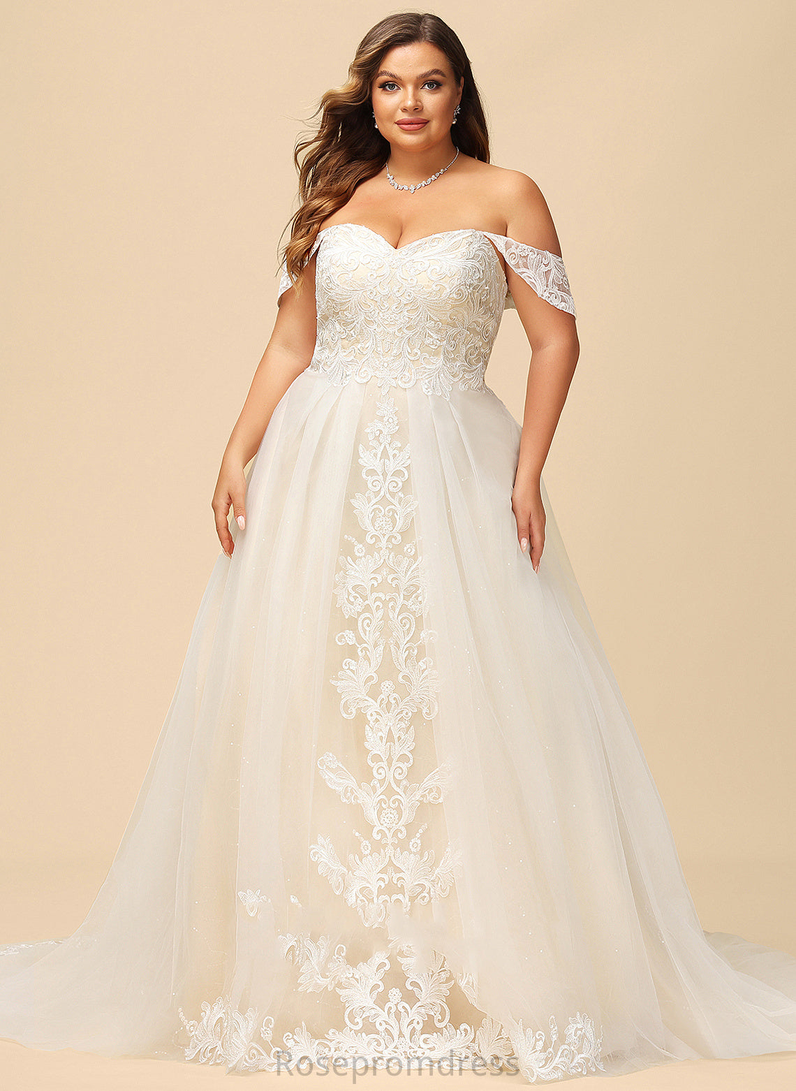 Wedding Dresses Tulle Court Aryana With Ball-Gown/Princess Train Lace Off-the-Shoulder Wedding Sequins Dress