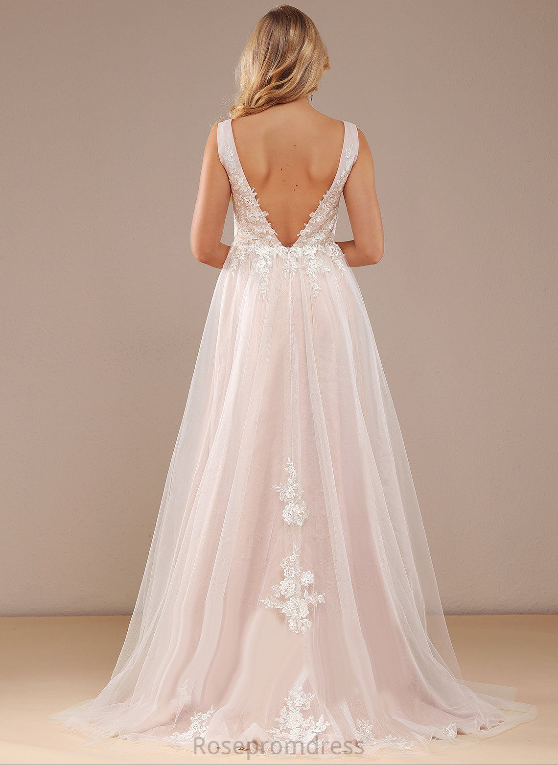 Wedding Dresses Lace With Tulle Dress Sweep Ball-Gown/Princess Bailey Train Lace V-neck Wedding