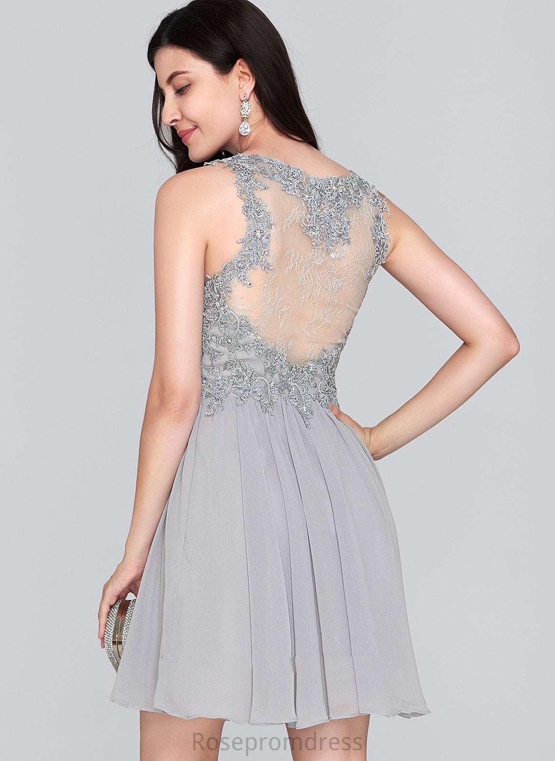 Lace Saniyah With Beading Dress A-Line Short/Mini Sequins Sweetheart Homecoming Chiffon Homecoming Dresses