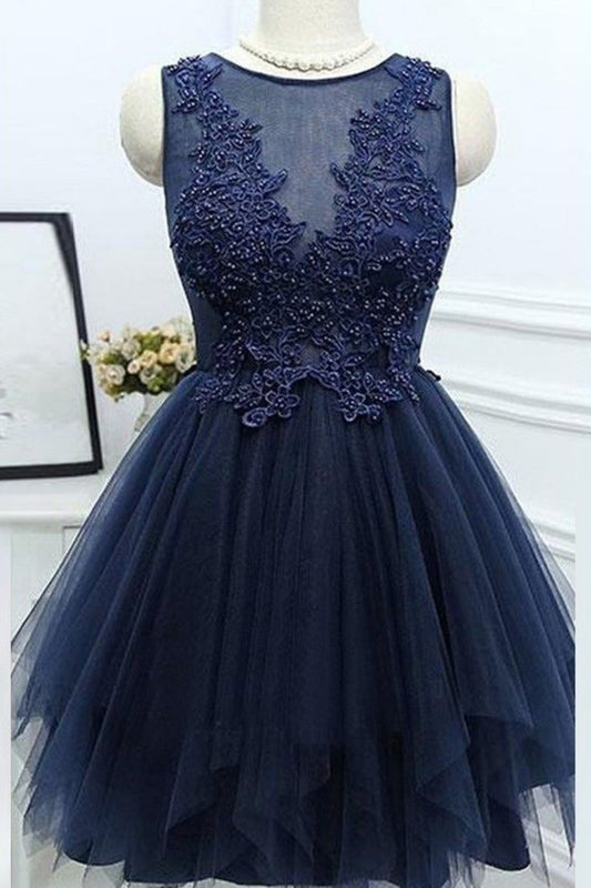 2024 Scoop Homecoming Dresses A Line Tulle With Applique Short/Mini