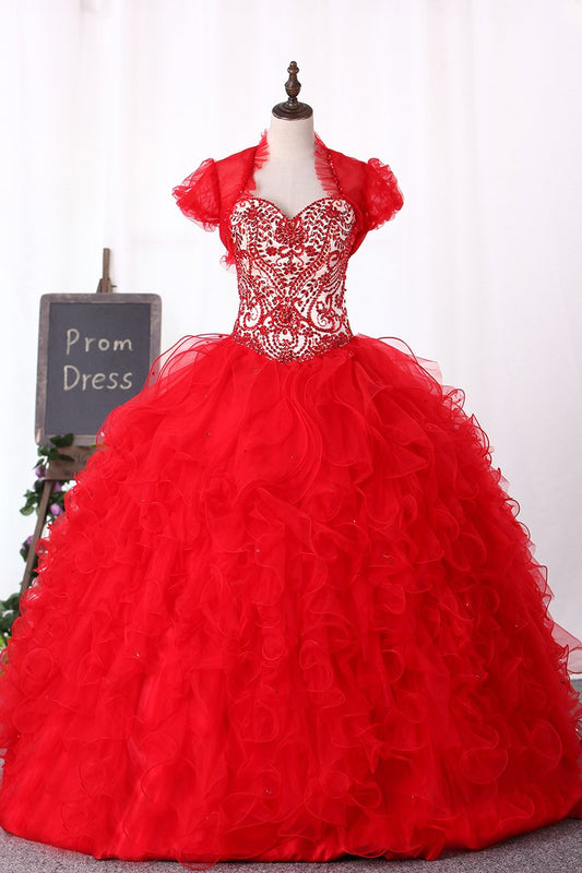 2024 Sweetheart Ball Gown Quinceanera Dresses Floor Length With Beads